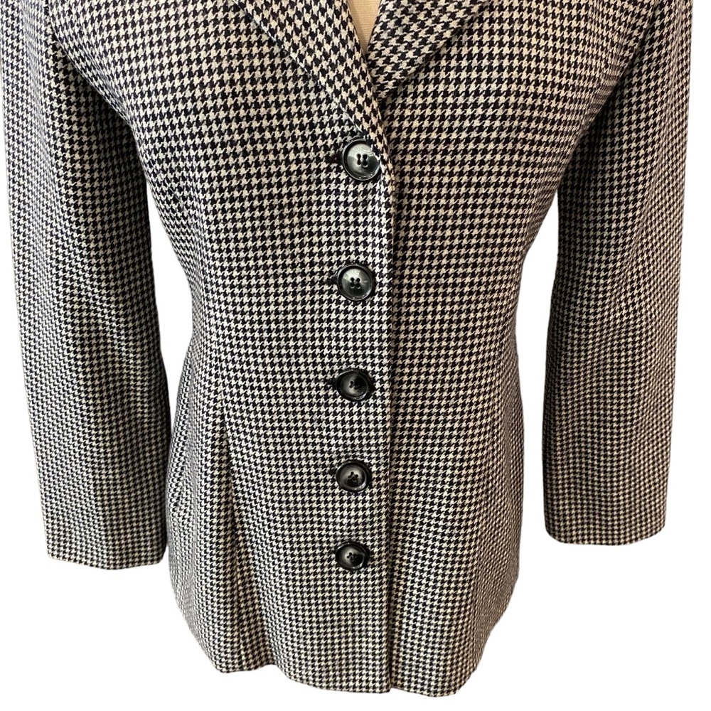 Wool Houndstooth Pattern Blazer Jacket Vintage Y2k - image 3